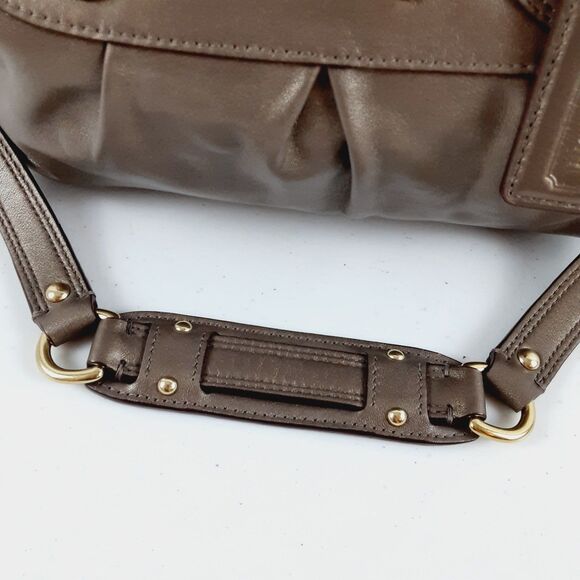 Coach 15445 Ashley Metallic Bronze Leather Satchel Shoulder Bag Convertible Bag - Picture 16 of 16